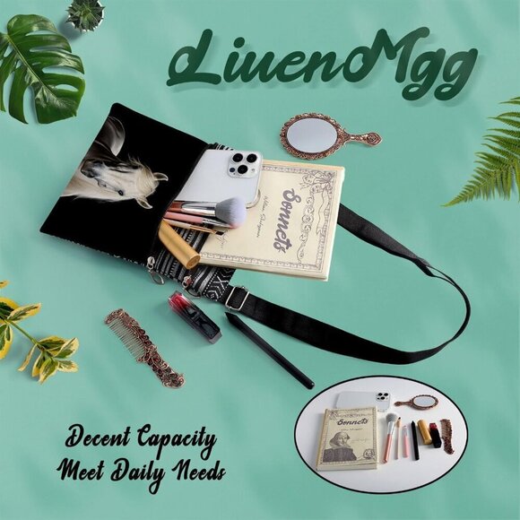 Small Ethnic Pattern Crossbody Bag with Zipper Pocket and Adjustable Strap - Picture 7 of 7